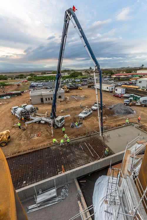 Cement Being Poured Rebar Framing