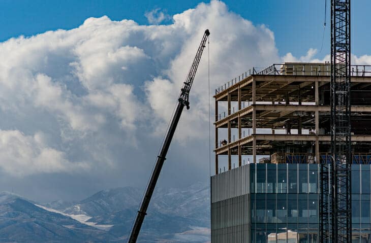 Construction Crane in Sandy Utah overlooking Salt Lake Valley.